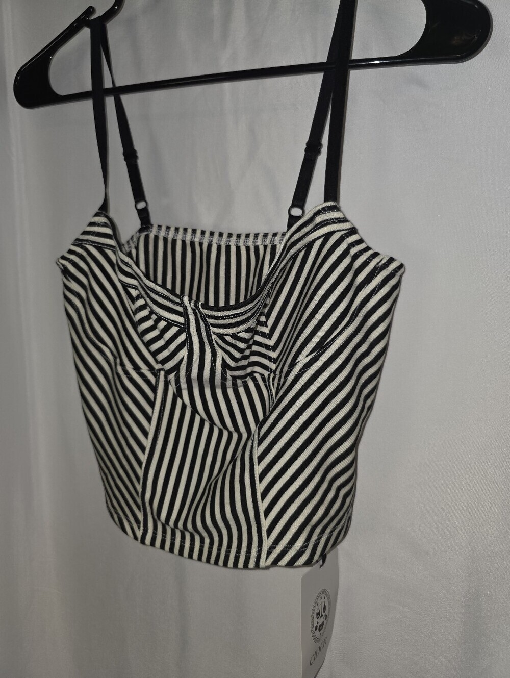 Cider Striped Cropped Bustier Top Knit Corset Cami